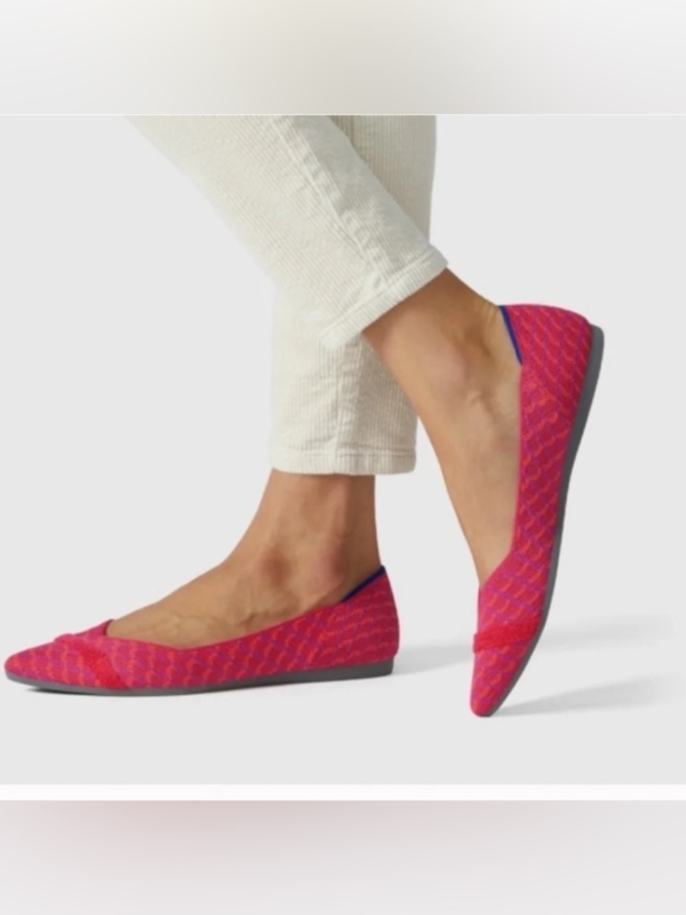 Rothy's Red and Pink Pointed Knit Flats 9.5